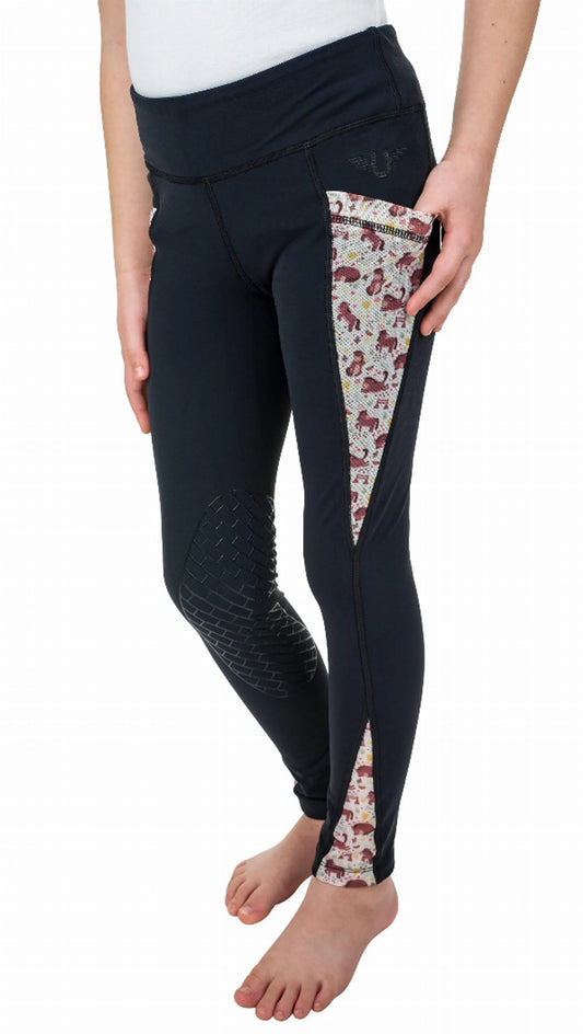 TuffRider Kids Minerva 3 Season Printed Knee Patch Tights